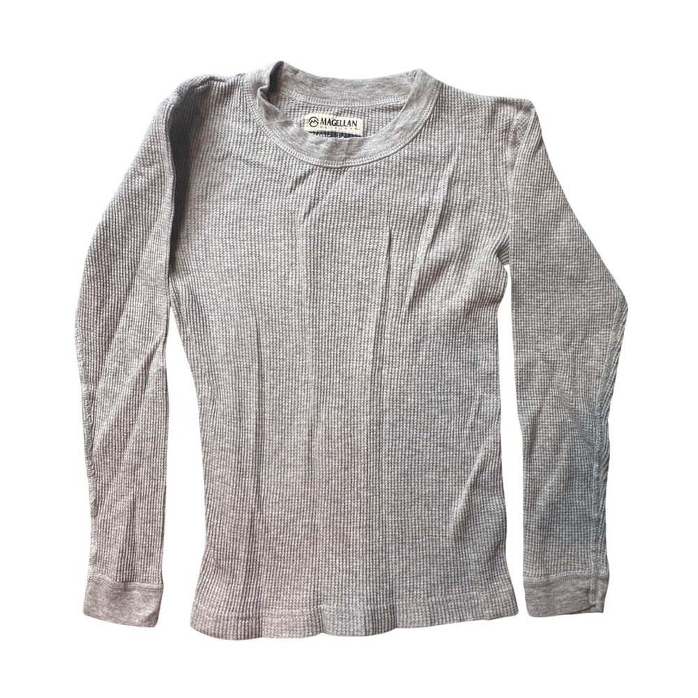 Magellan Shirt Youth S Gray Outdoors Thermal Waffle Knit Long Sleeve Classic Fit